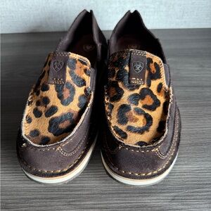 Ariat Brown Moccasins with Leopard Print